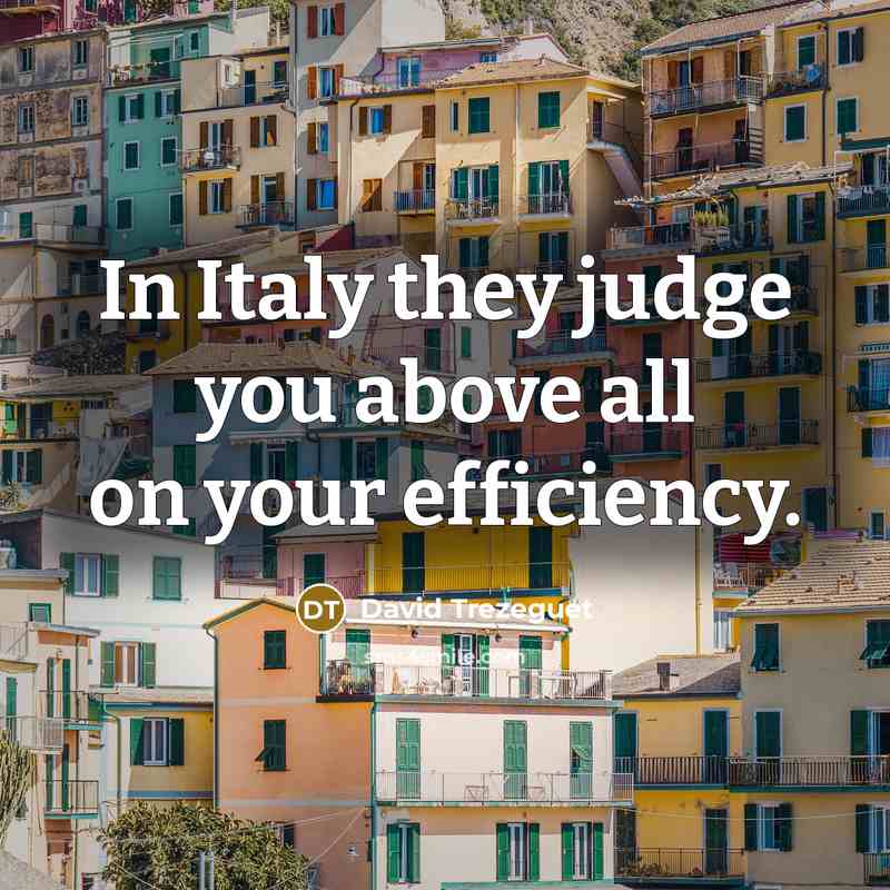“In Italy they judge you above all on your efficiency.…” quote by David Trezeguet