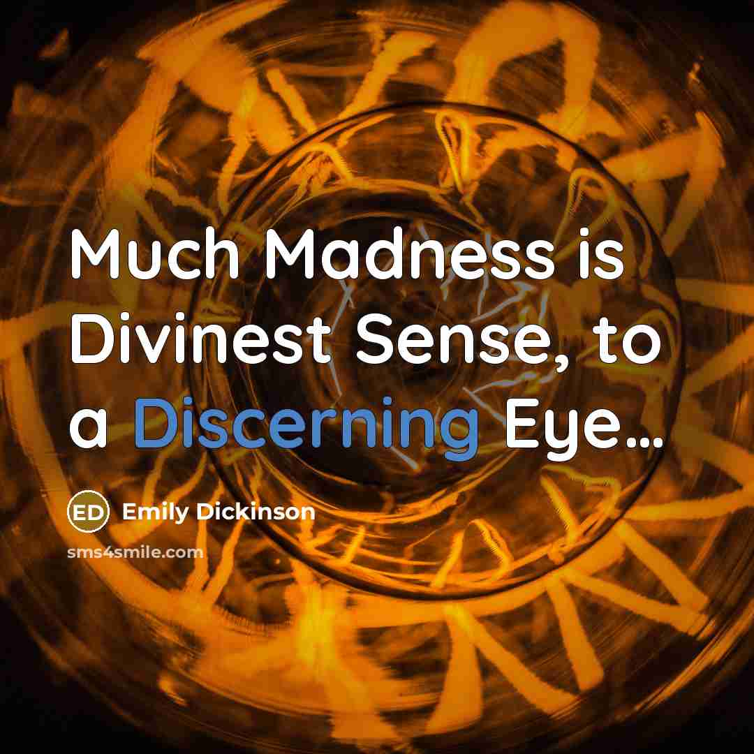 “Much Madness is Divinest Sense, to a Discerning Eye....…” quote by Emily Dickinson