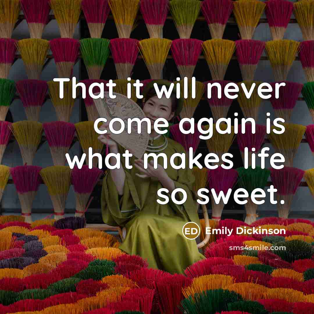 “That it will never come again is what makes life…” quote by Emily Dickinson