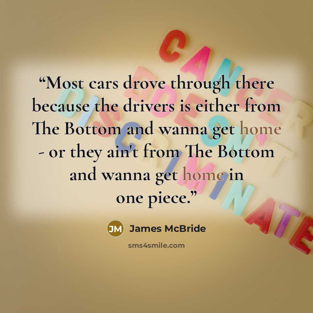 “Most cars drove through there because the drivers is either from The Bottom and wanna get home - or they ain't from The Bottom and wanna get home in one piece.” quote by James McBride