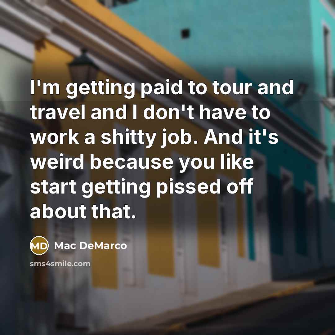 “I'm getting paid to tour and travel and I don't…” quote by Mac DeMarco