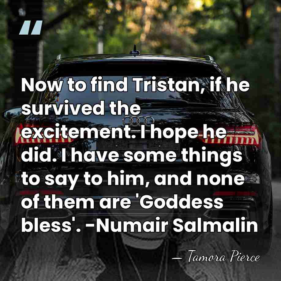 Now to find Tristan, if he survived the excitement. I hope he&hellip; - Tamora Pierce