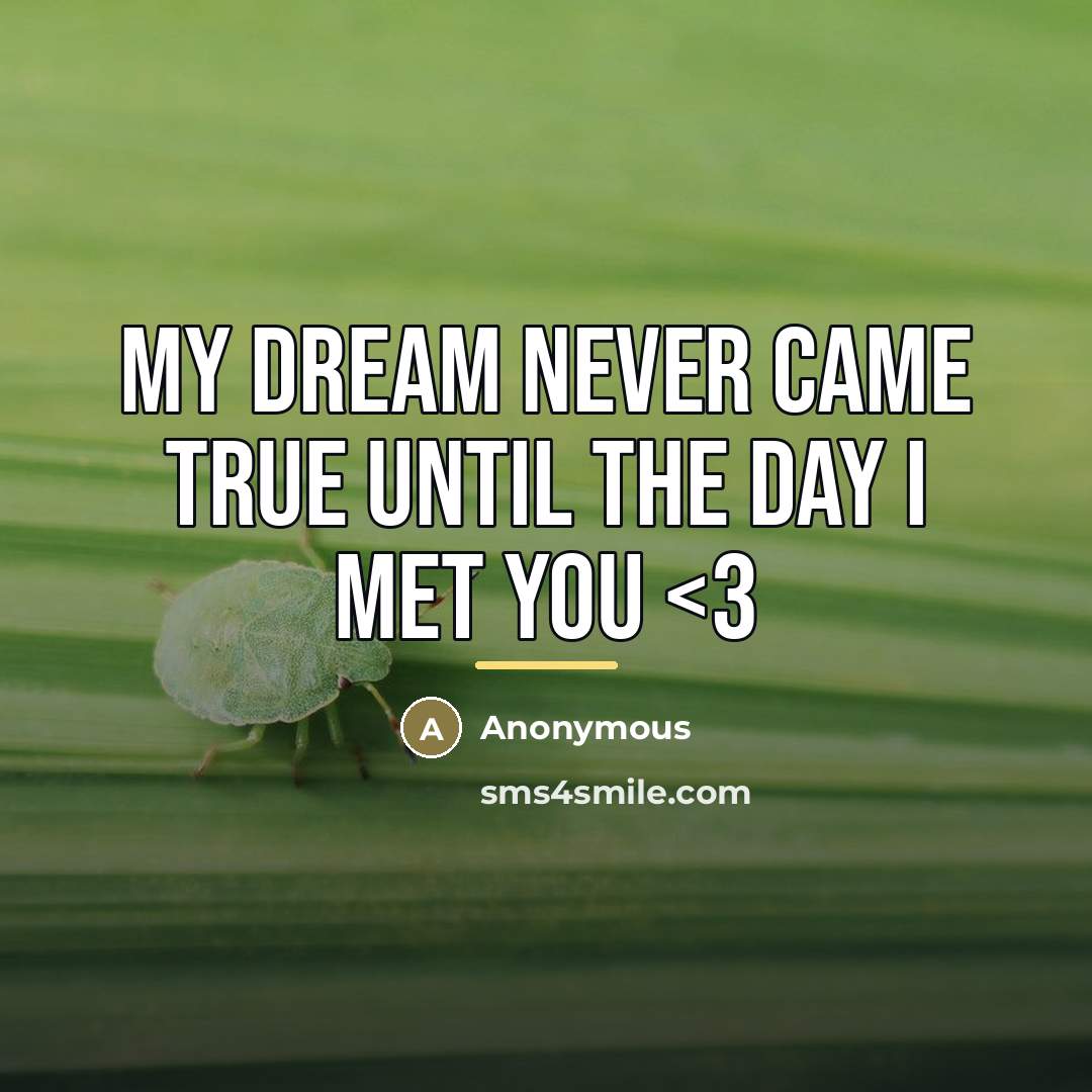 “My dream never came true until the day I met…” quote by Anonymous