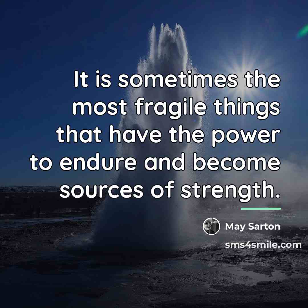 “It is sometimes the most fragile things that have the…” quote by May Sarton