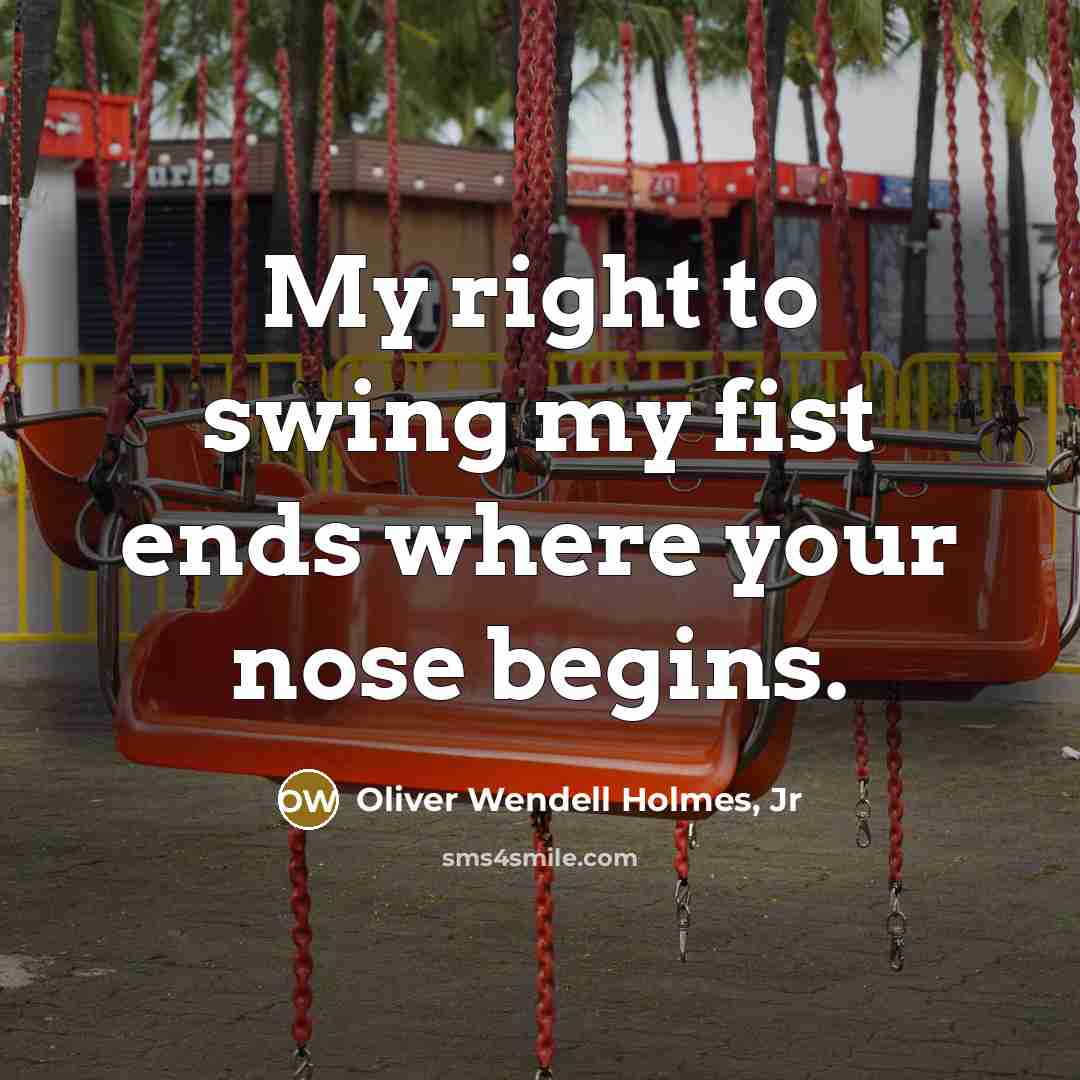 “My right to swing my fist ends where your nose…” quote by Oliver Wendell Holmes, Jr