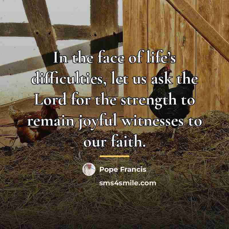 “In the face of life’s difficulties, let us ask the…” quote by Pope Francis