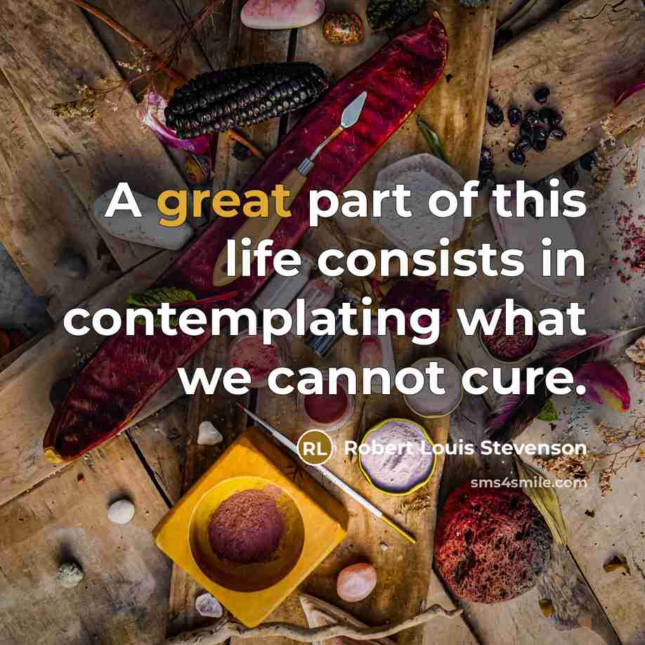 “A great part of this life consists in contemplating what…” quote by Robert Louis Stevenson