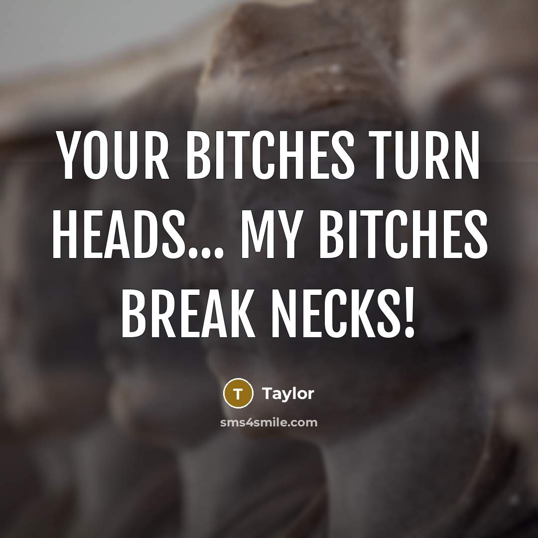 “Your bitches turn heads... My bitches break necks!” quote by Taylor