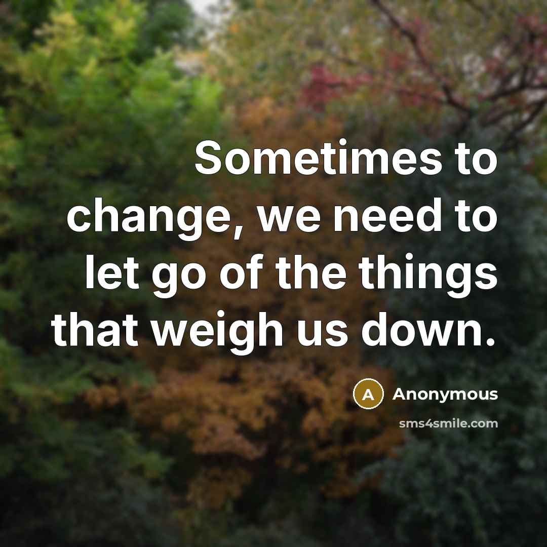 “Sometimes to change, we need to let go of the…” quote by Anonymous