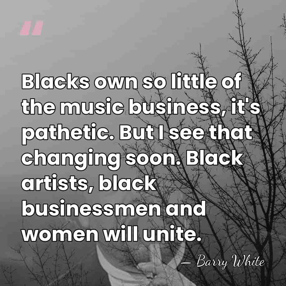 Blacks own so little of the music business, it's pathetic. But I&hellip; - Barry White