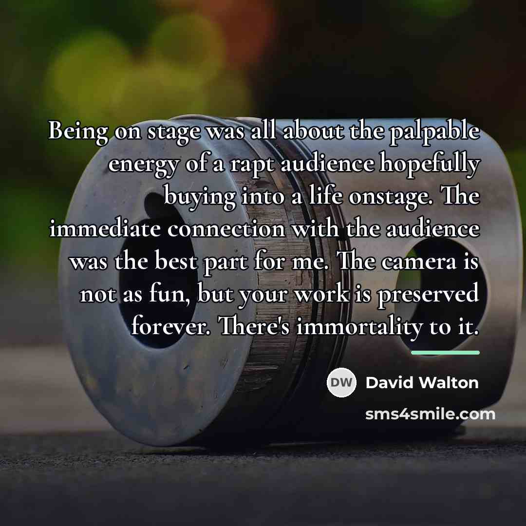 “Being on stage was all about the palpable energy of…” quote by David Walton