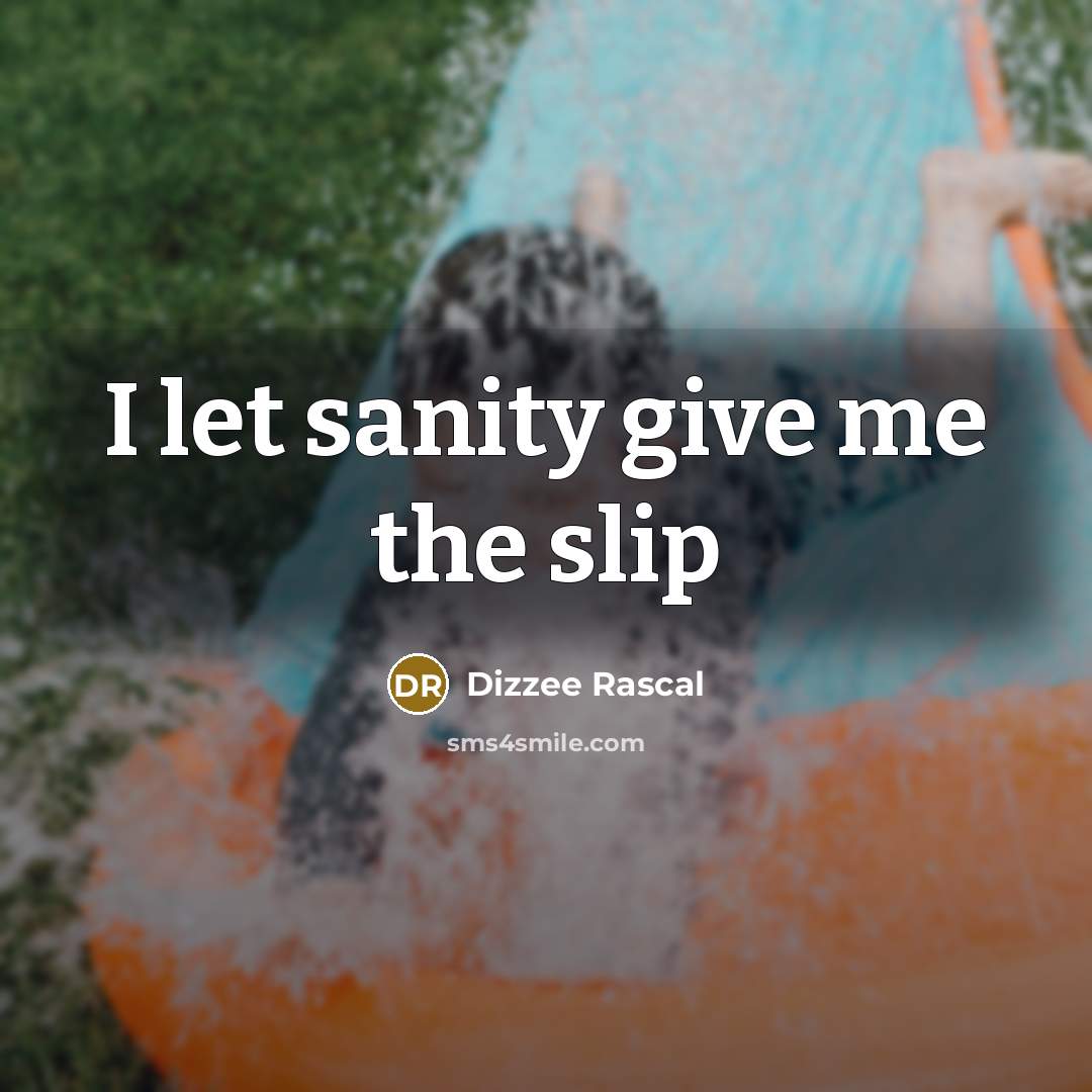 “I let sanity give me the slip…” quote by Dizzee Rascal