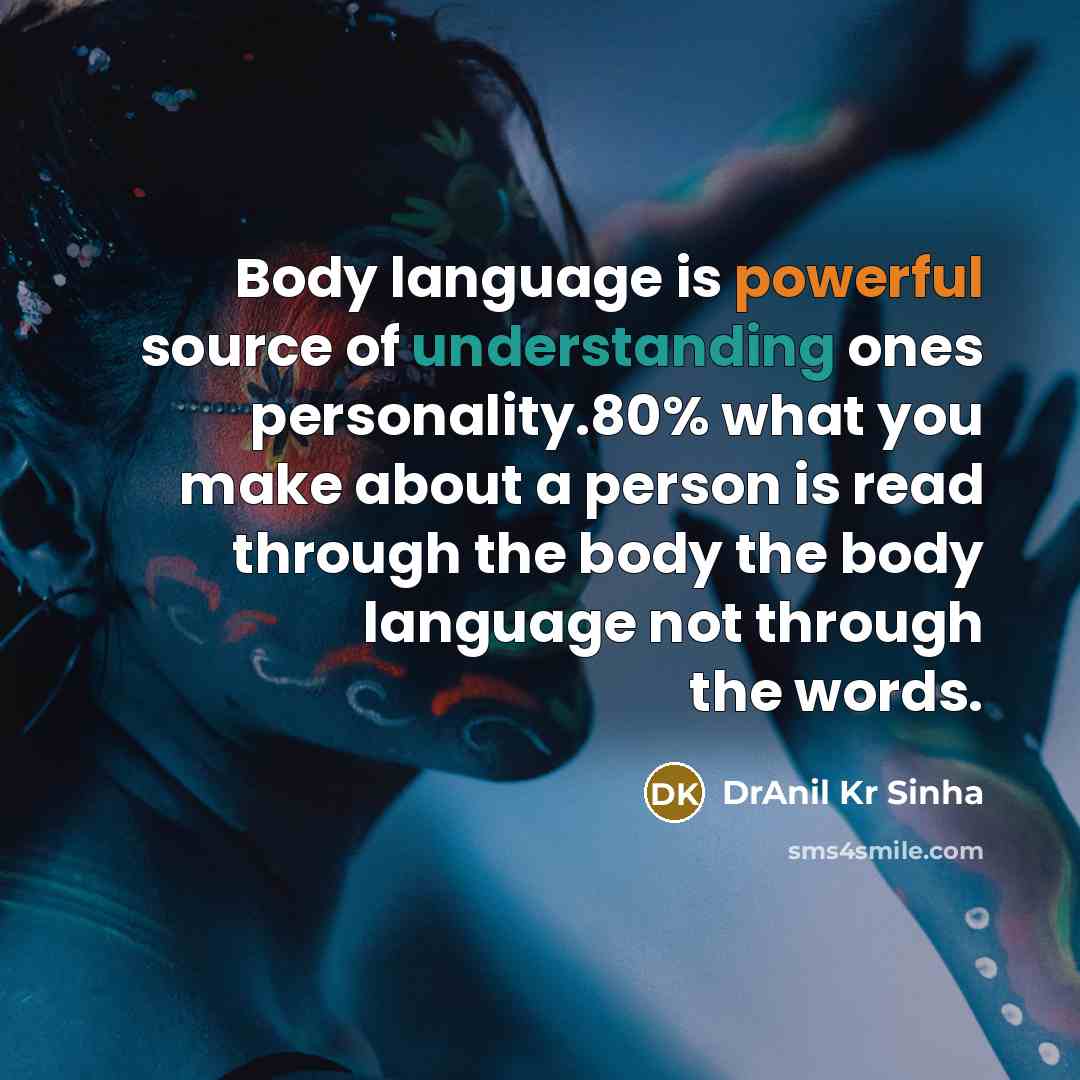 “Body language is powerful source of understanding ones personality.80% what…” quote by DrAnil Kr Sinha