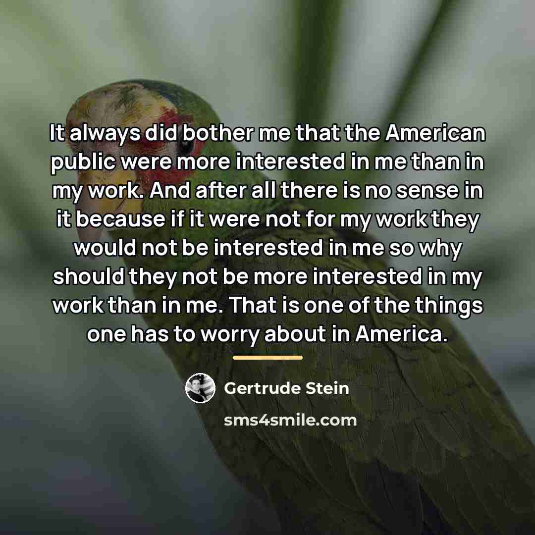 “It always did bother me that the American public were…” quote by Gertrude Stein