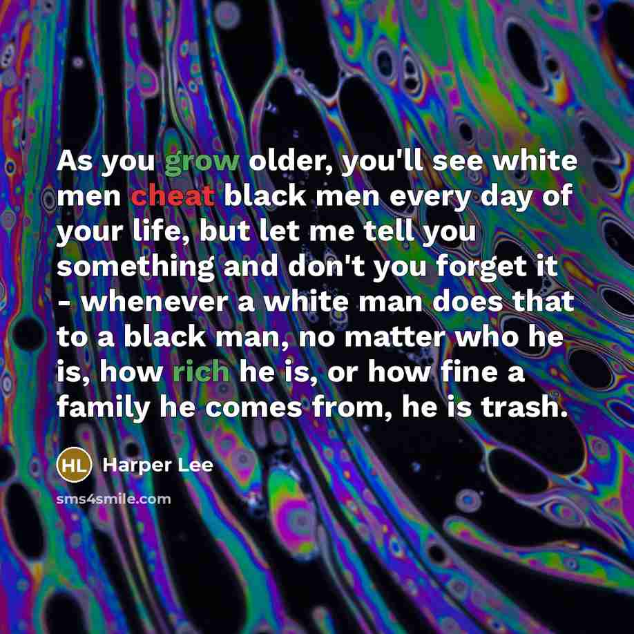 “As you grow older, you'll see white men cheat black…” quote by Harper Lee