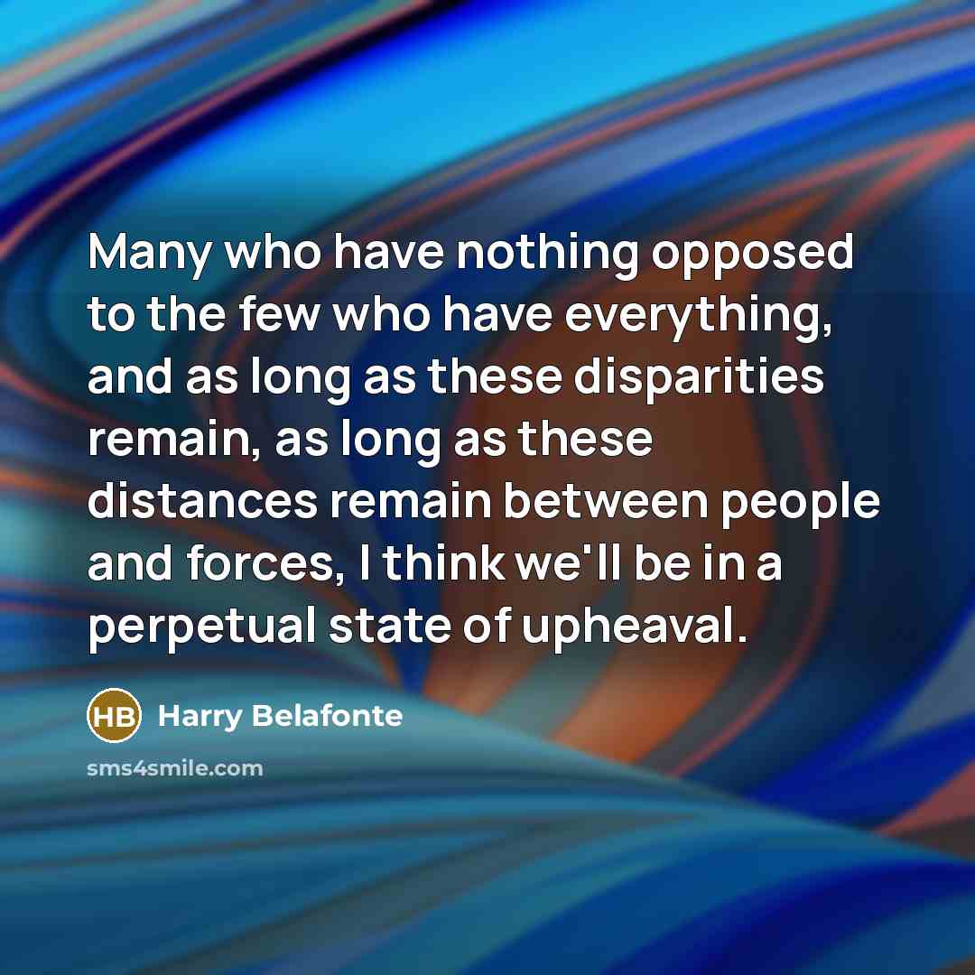 “Many who have nothing opposed to the few who have…” quote by Harry Belafonte