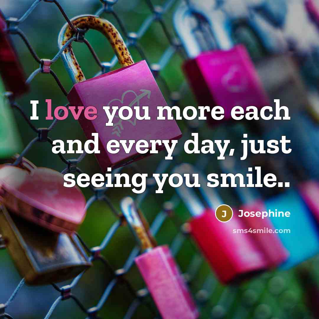 “I love you more each and every day, just seeing…” quote by Josephine