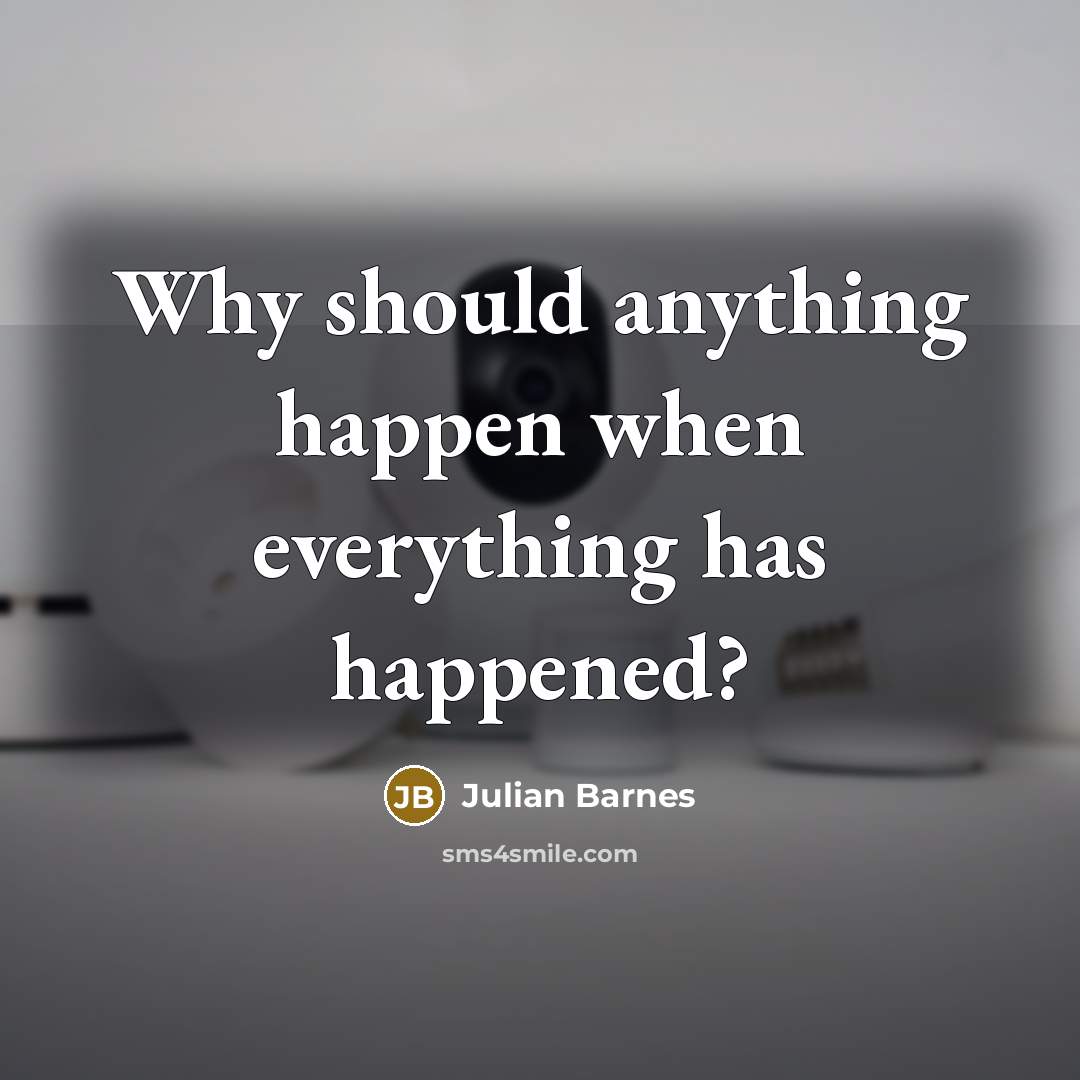 “Why should anything happen when everything has happened?…” quote by Julian Barnes