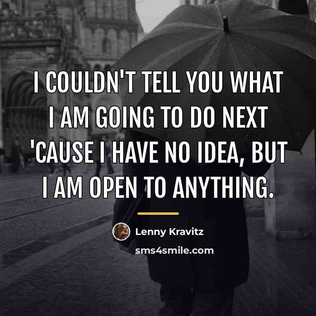 “I couldn't tell you what I am going to do…” quote by Lenny Kravitz