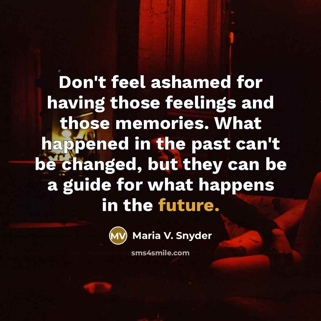 “Don't feel ashamed for having those feelings and those memories.…” quote by Maria V. Snyder