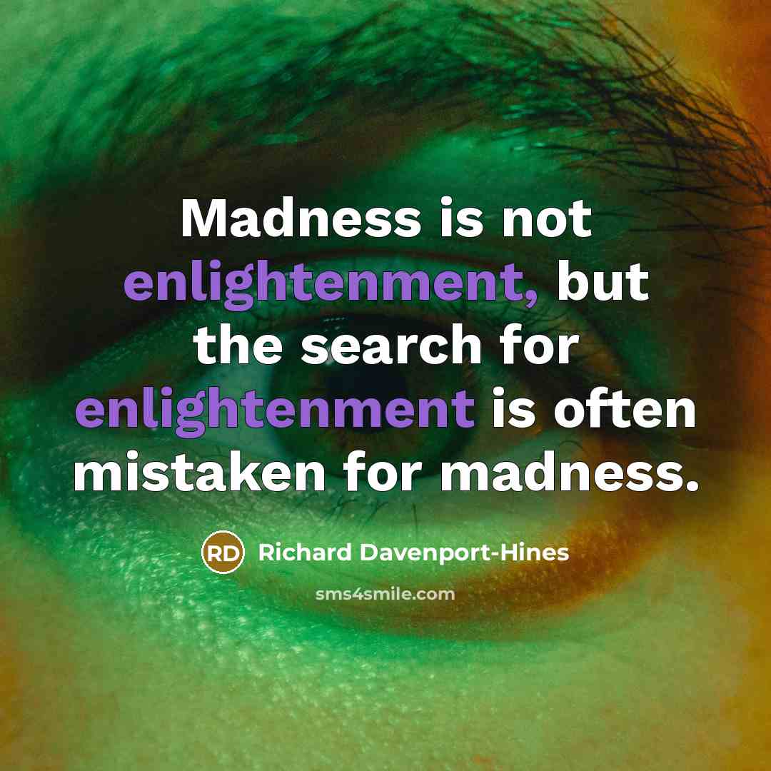 “Madness is not enlightenment, but the search for enlightenment is…” quote by Richard Davenport-Hines