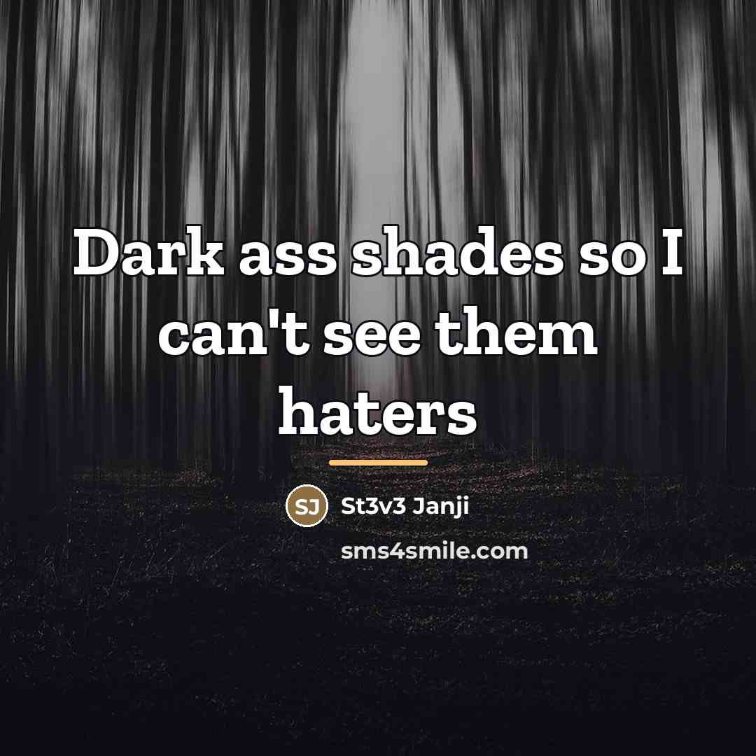 “Dark ass shades so I can't see them haters…” quote by St3v3 Janji