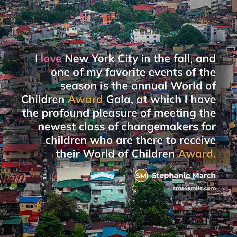 “I love New York City in the fall, and one…” quote by Stephanie March
