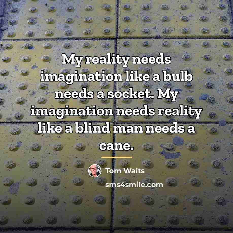 “My reality needs imagination like a bulb needs a socket.…” quote by Tom Waits