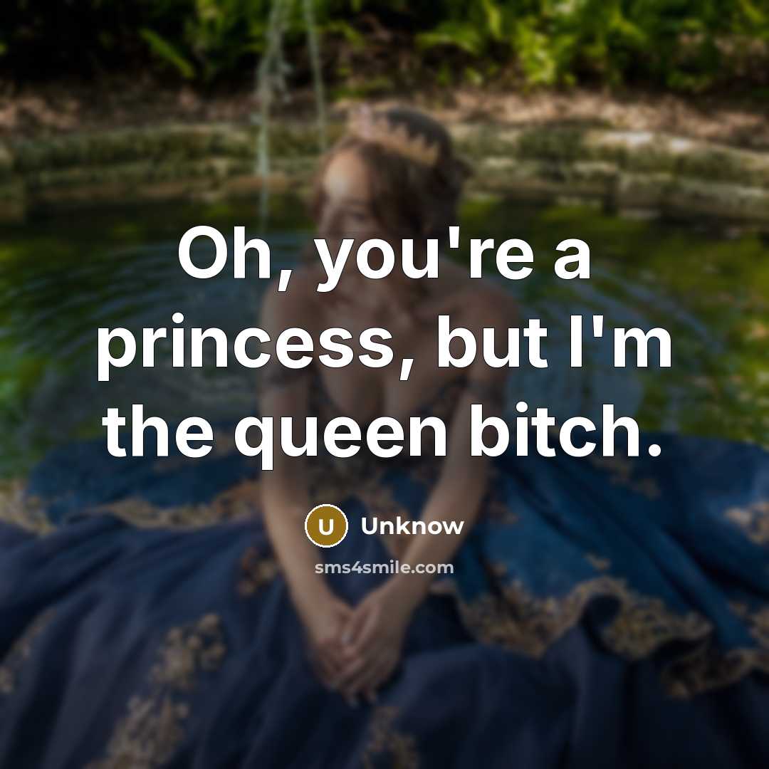 “Oh, you're a princess, but I'm the queen bitch.…” quote by Unknow
