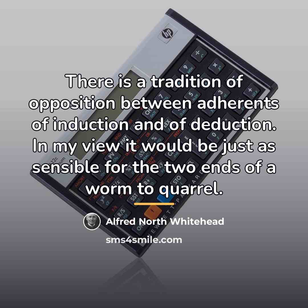 “There is a tradition of opposition between adherents of induction…” quote by Alfred North Whitehead