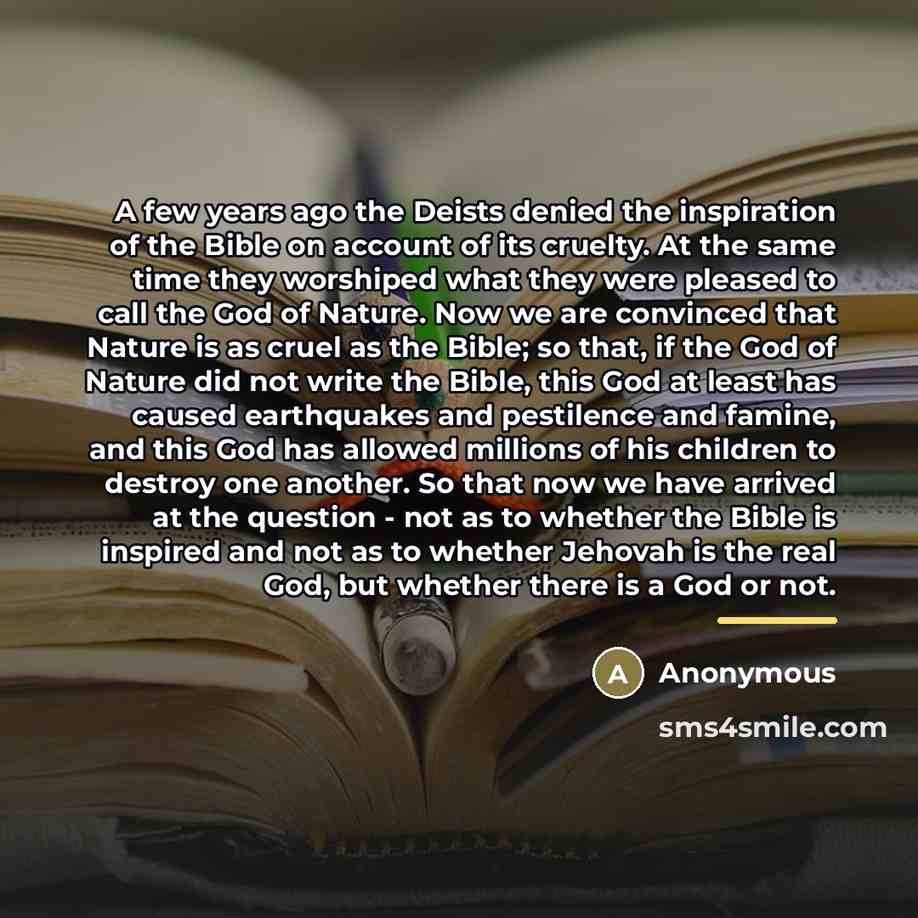 “A few years ago the Deists denied the inspiration of…” quote by Anonymous
