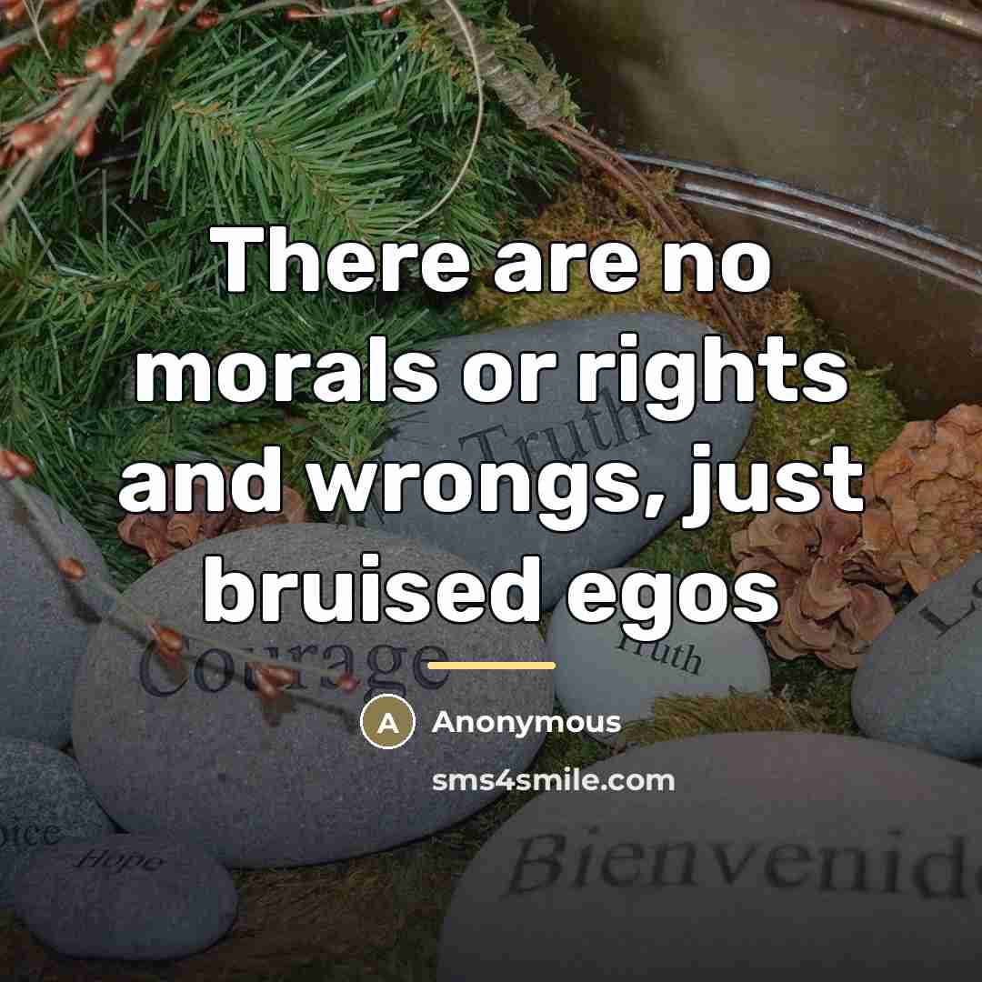“There are no morals or rights and wrongs, just bruised…” quote by Anonymous