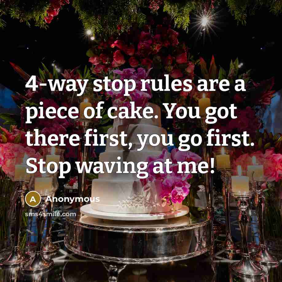 “4-way stop rules are a piece of cake. You got…” quote by Anonymous