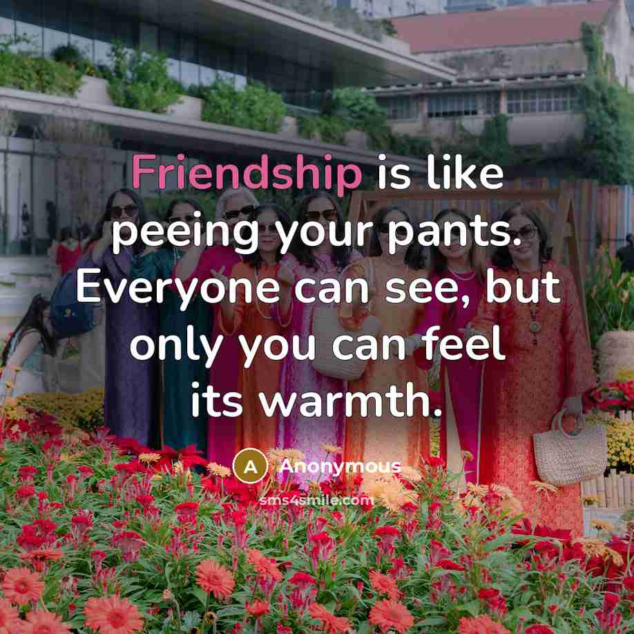 “Friendship is like peeing your pants. Everyone can see, but…” quote by Anonymous
