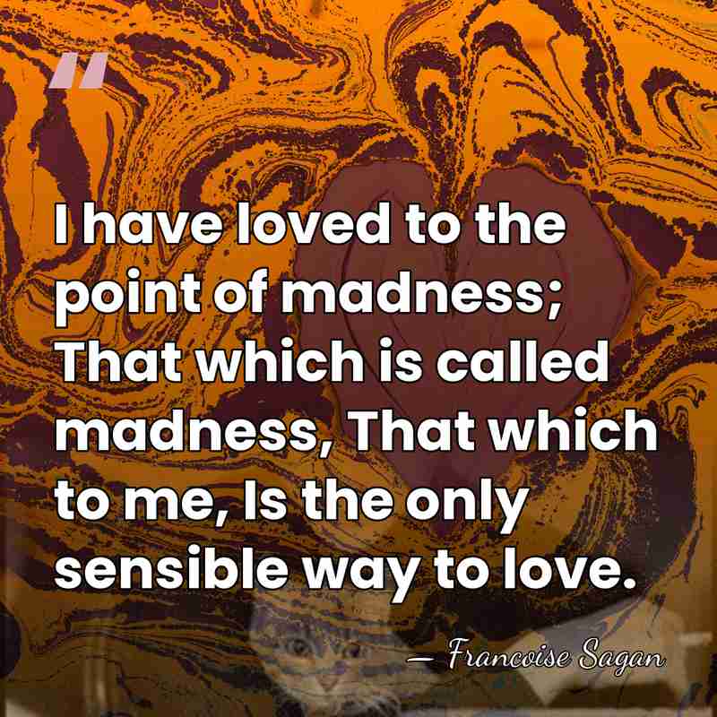 I have loved to the point of madness; That which is called&hellip; - Francoise Sagan