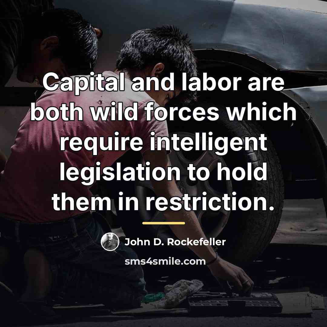 “Capital and labor are both wild forces which require intelligent…” quote by John D. Rockefeller