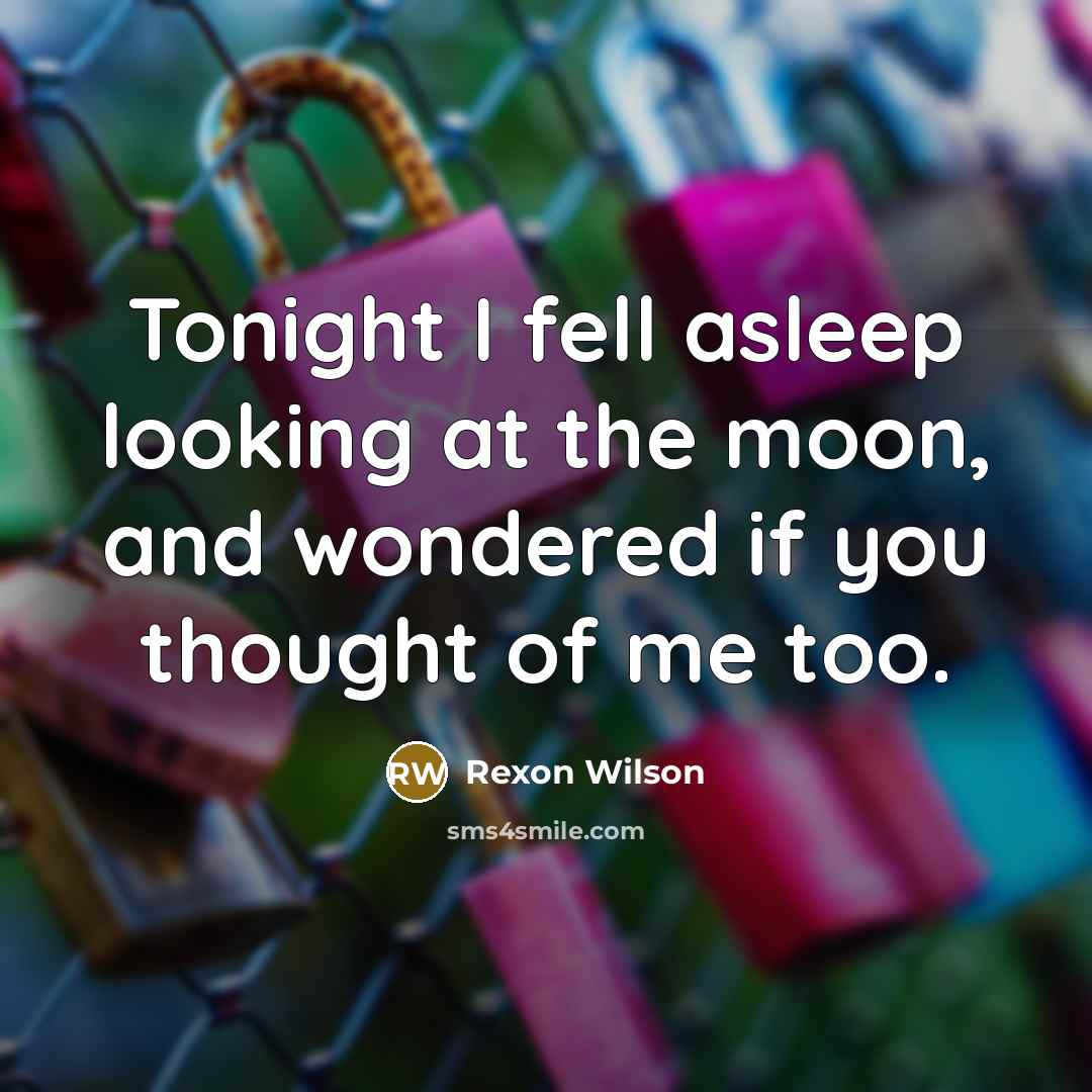 “Tonight I fell asleep looking at the moon, and wondered…” quote by Rexon Wilson