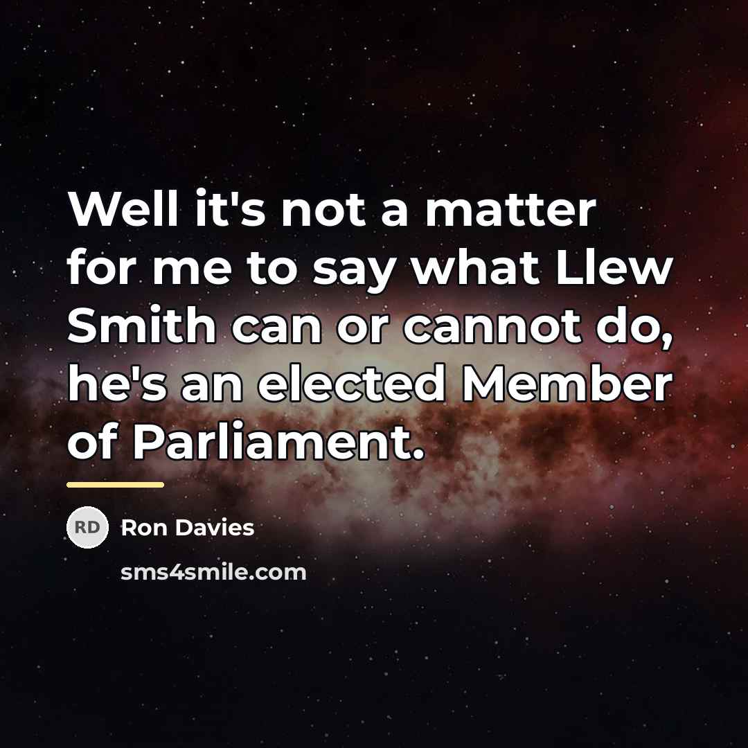 “Well it's not a matter for me to say what…” quote by Ron Davies