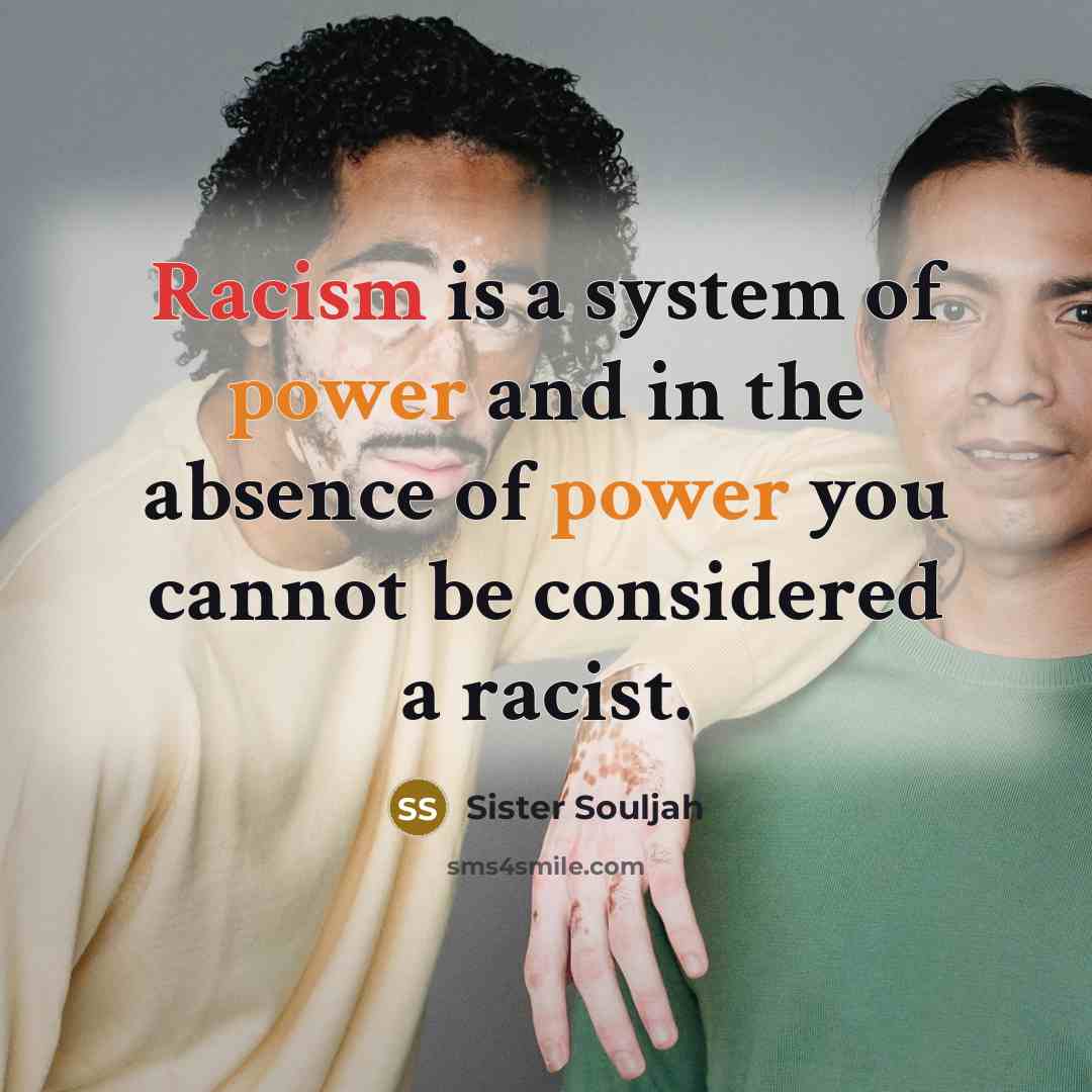 “Racism is a system of power and in the absence…” quote by Sister Souljah