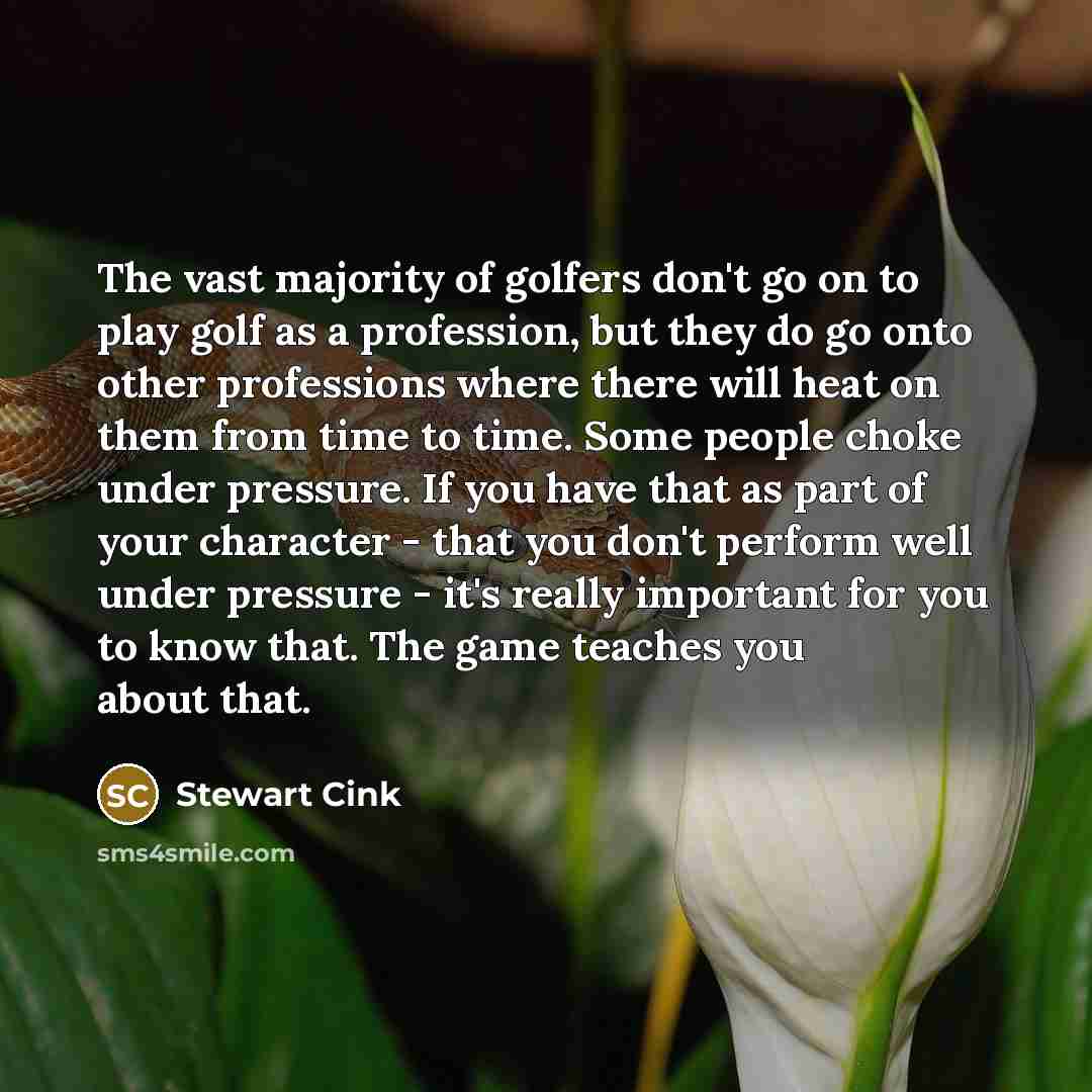 “The vast majority of golfers don't go on to play…” quote by Stewart Cink