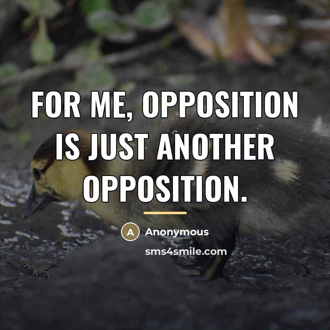 “For me, opposition is just another opposition.…” quote by Anonymous