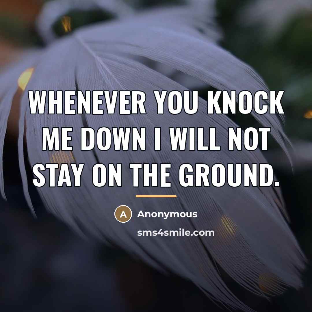 “Whenever you knock me down I will not stay on…” quote by Anonymous