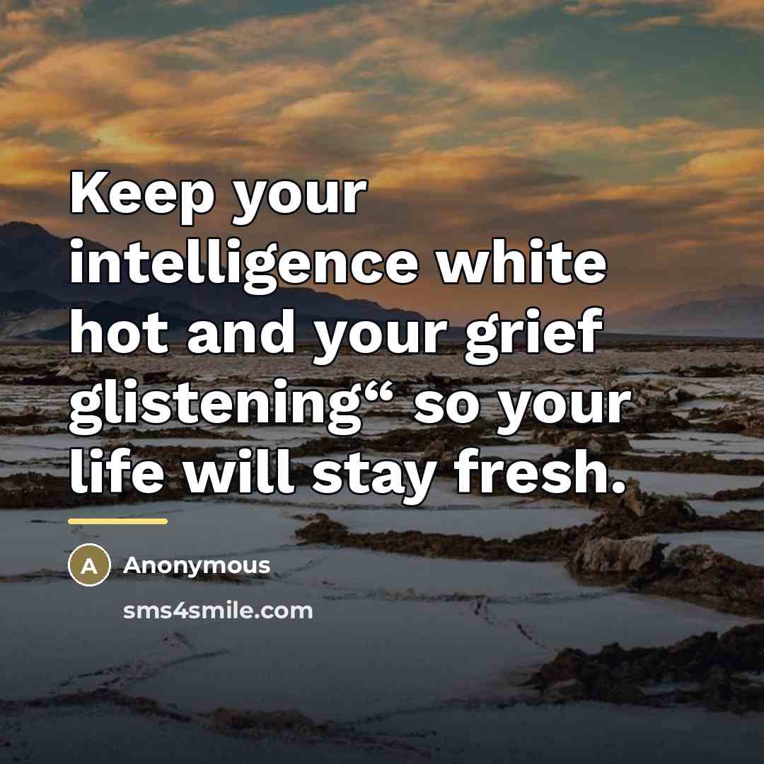 “Keep your intelligence white hot and your grief glistening“ so…” quote by Anonymous