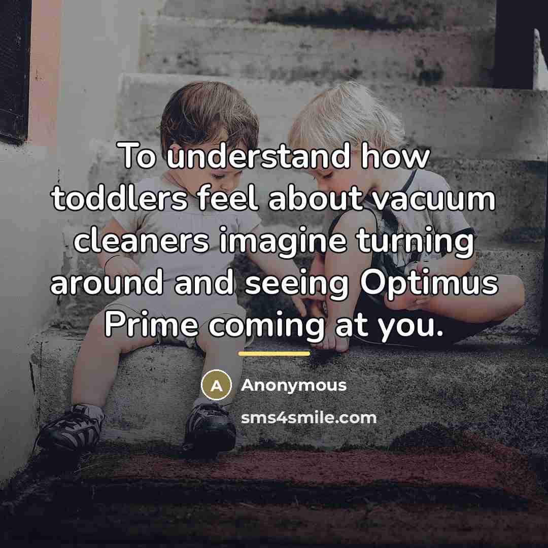 “To understand how toddlers feel about vacuum cleaners imagine turning…” quote by Anonymous
