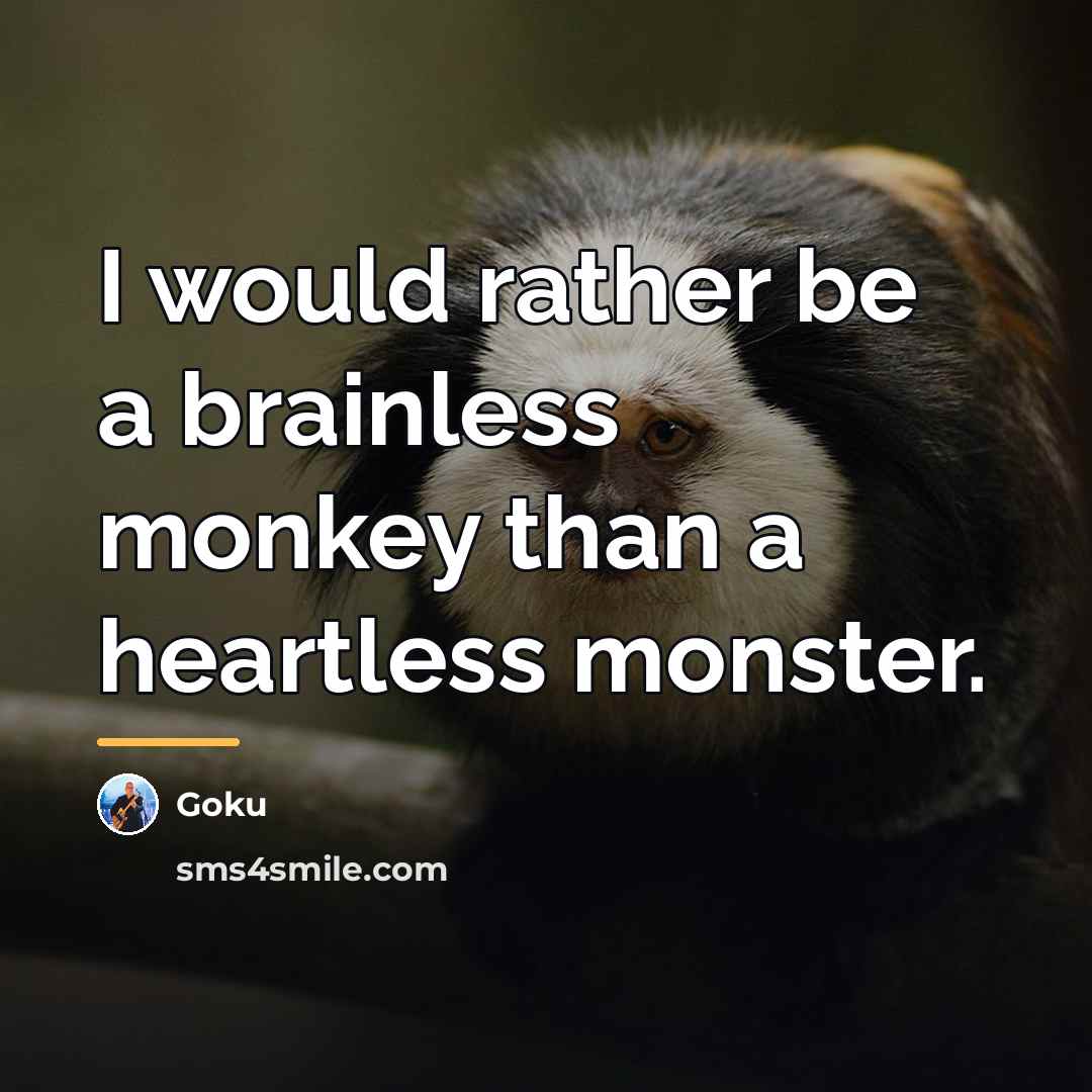 “I would rather be a brainless monkey than a heartless…” quote by Goku