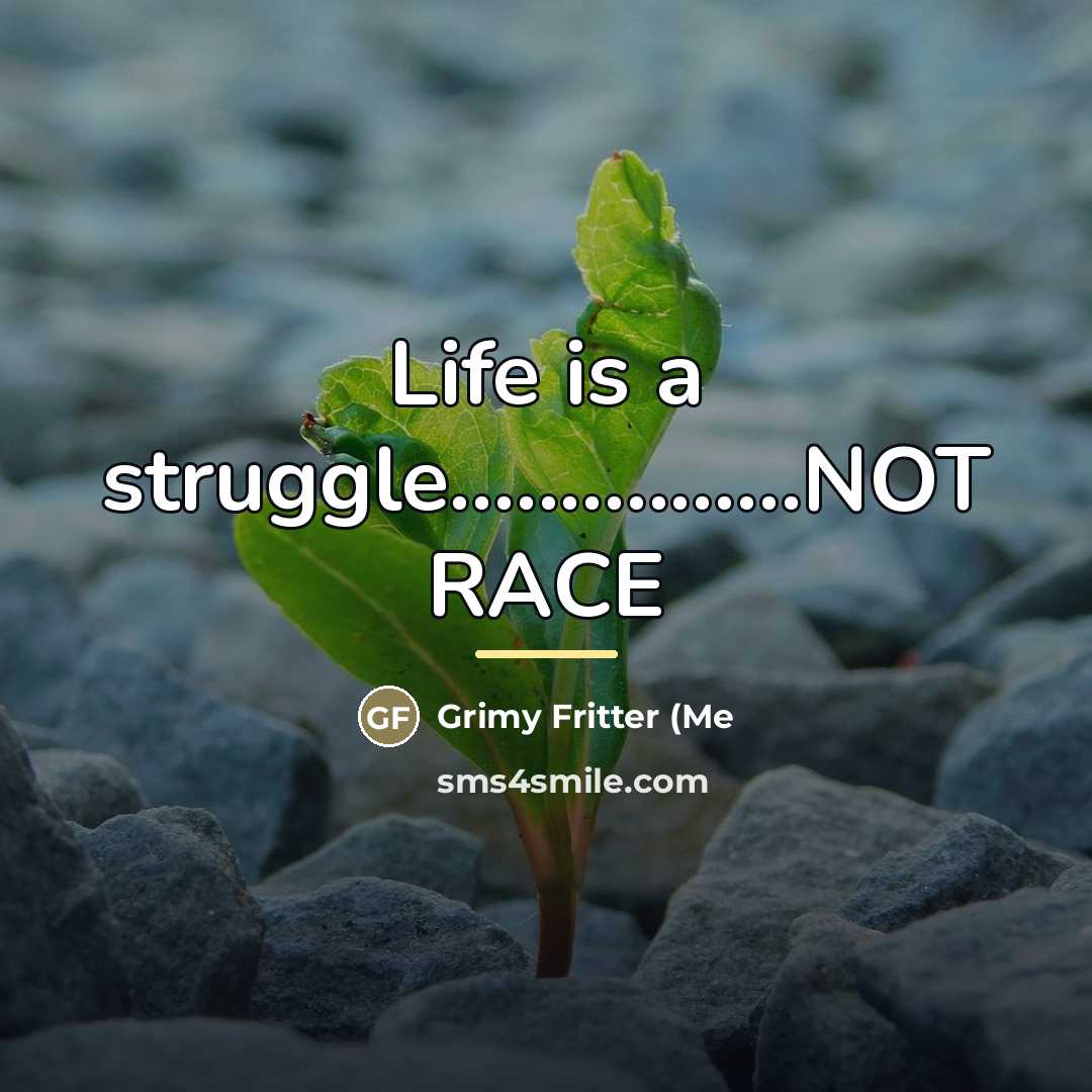 “Life is a struggle................NOT RACE…” quote by Grimy Fritter