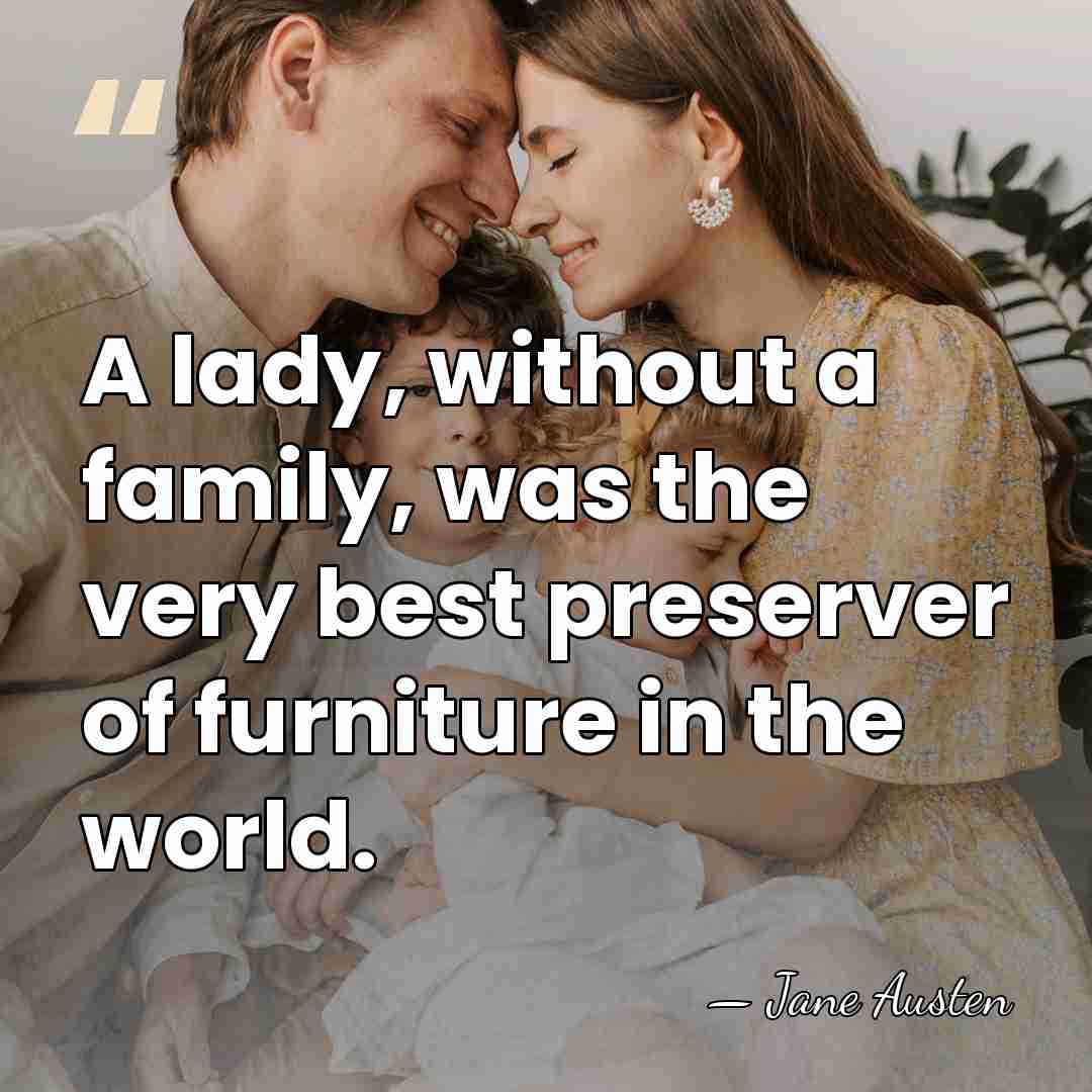 A lady, without a family, was the very best preserver of furniture&hellip; - Jane Austen