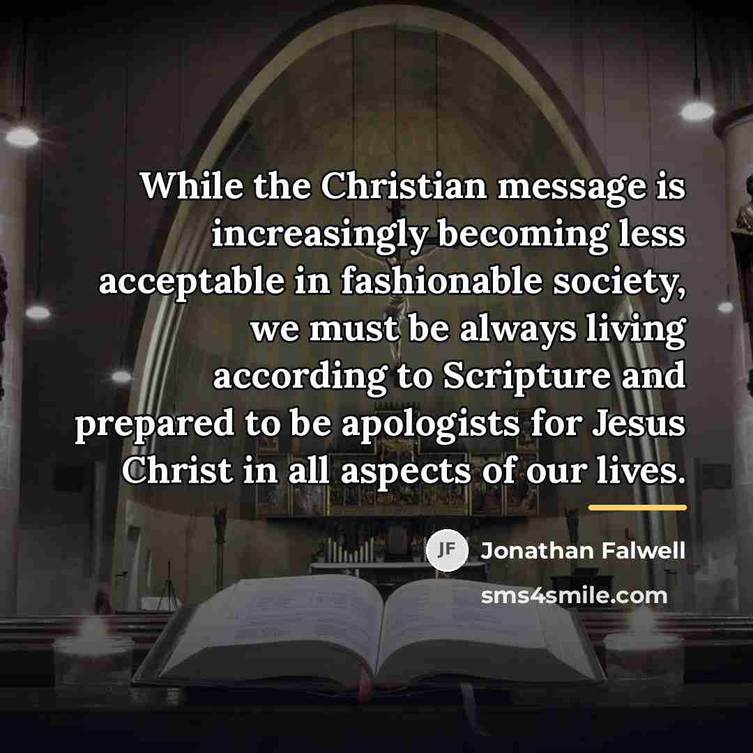 “While the Christian message is increasingly becoming less acceptable in…” quote by Jonathan Falwell