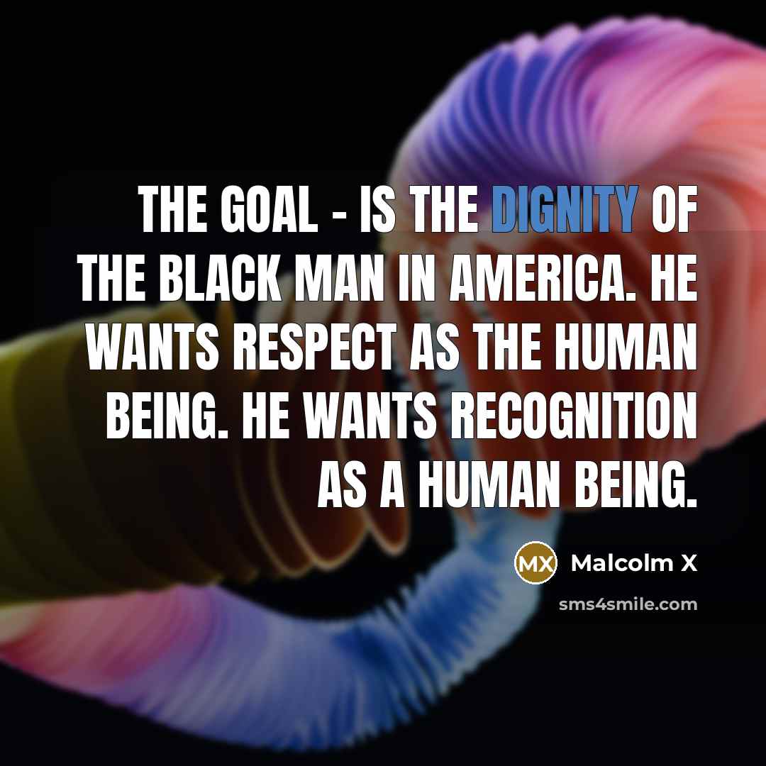 “The goal - is the dignity of the black man…” quote by Malcolm X