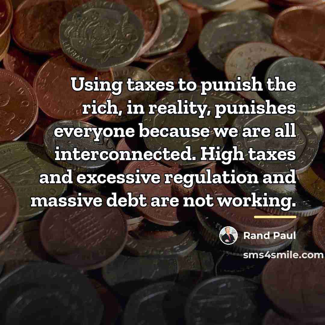 “Using taxes to punish the rich, in reality, punishes everyone…” quote by Rand Paul